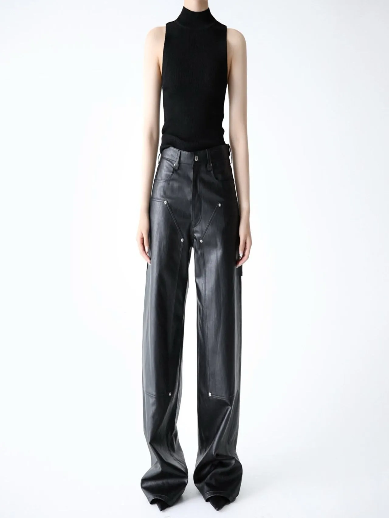 VIVID VEGAN LEATHER CARPENTER TROUSERS
