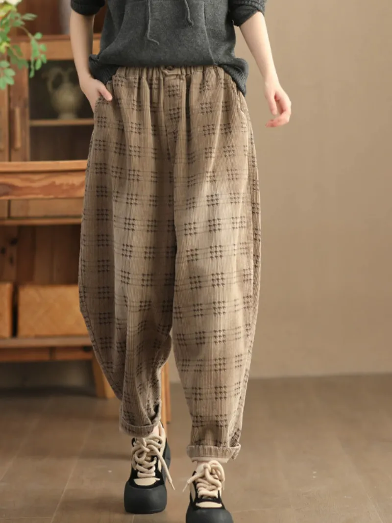 Women's Retro Glam Printed Warm Harem Bottom