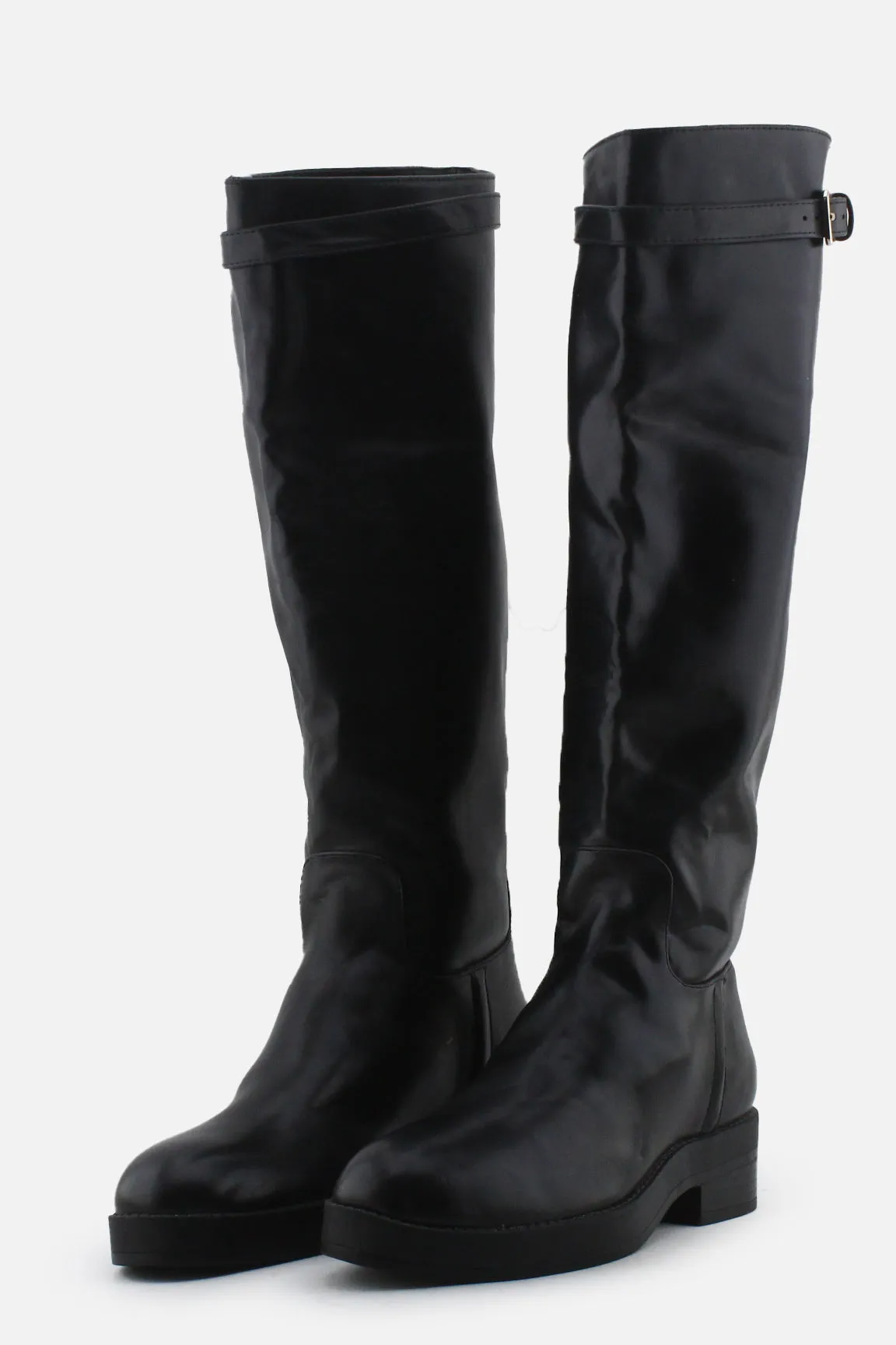 Zara Buckle Straps Knee High Boots | 100% Authetic Leather